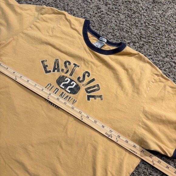 Old Navy East Side 22 Athletic Vintage Fit T-Shirt XL Yellow & Navy Cotton Mens - Picture 5 of 5